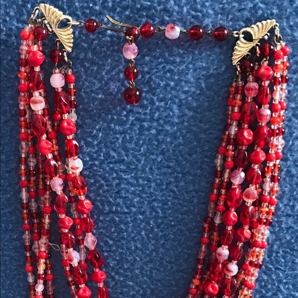 Gorgeous Blood Red GLASS BEAD Germany Necklace! - Picture 3 of 8